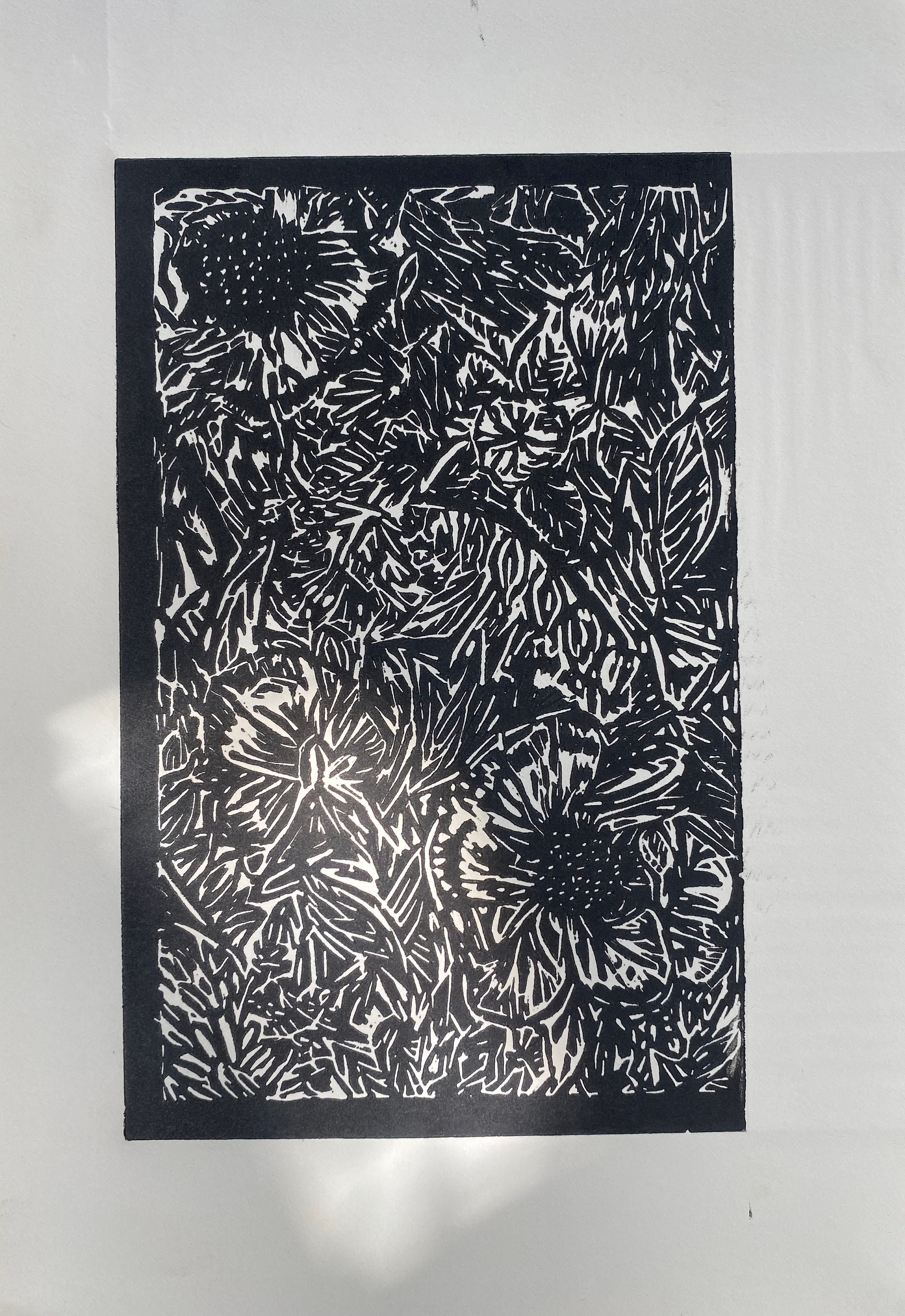 Floral Linoleum Block Print Etsy