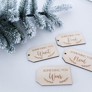 Something you want, need, read and wear wooden gift tags| Christmas Gift Tags | Gift Tags