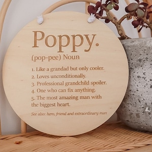 Poppy Plaque | Father’s Day Gift | Poppy Definition Plaque | Poppy Gift | Father’s Day