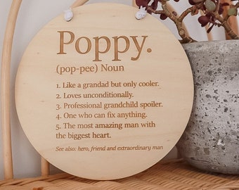 Poppy Plaque | Father’s Day Gift | Poppy Definition Plaque | Poppy Gift | Father’s Day