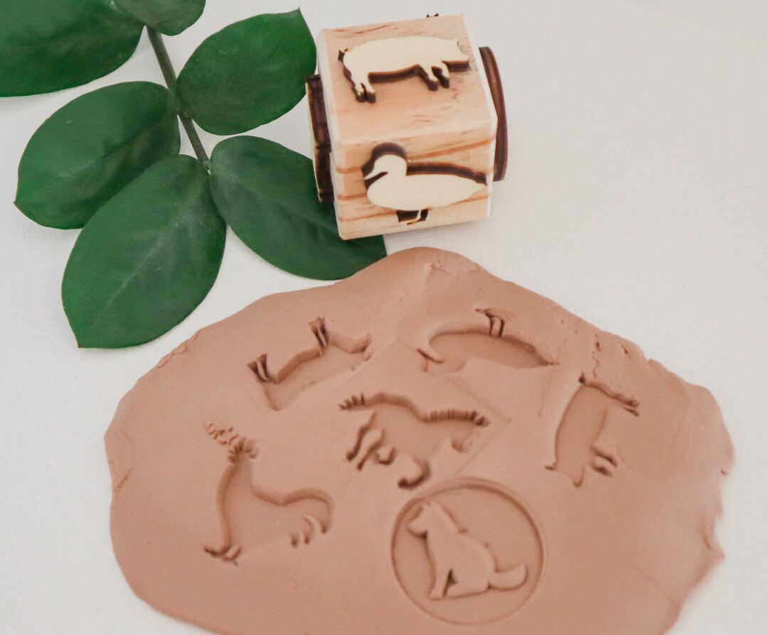 Wooden Play Dough Stamp Play Dough Stamp 6 in 1 I Wooden Toy I