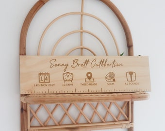 Birth Ruler | Birth Stat Ruler | Newborn Gift | Baby Gift I Nursey Décor