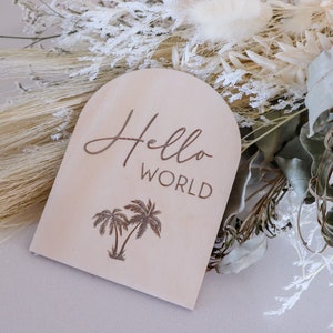 Hello World |  Birth Announcement | Newborn Announcement Sign | Birth Stats | Birth detail plaque | Baby Plaque- Sunflower