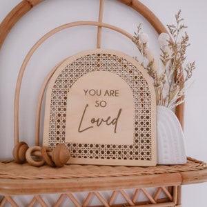 You are so loved wooden plaque | nursery quote | nursery sign | boho nursery | boho decor | nursery decor | Rattan Plaque