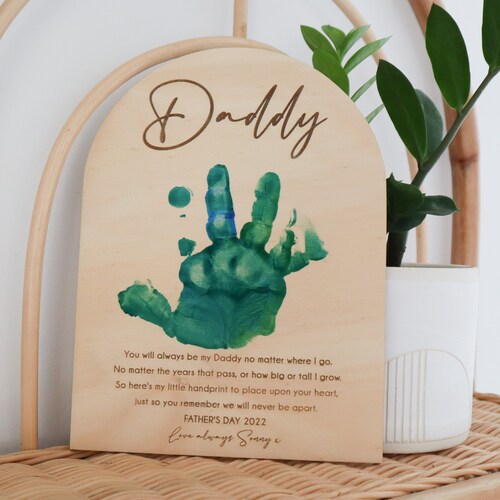 Plaque empreinte de main pour la fête des pères | Plaque poème pour la fête des pères | Cadeau fête des pères | Fête des pères | Première fête des pères