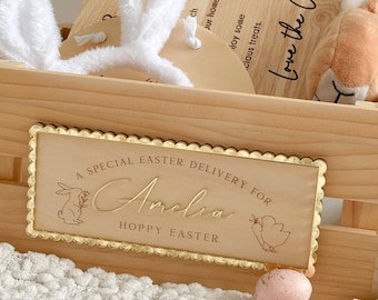Easter Crate Plaque | Easter Crate Sign | personalised Name plaque | First Easter | Easter | Easter Plaque | Scallop Plaque
