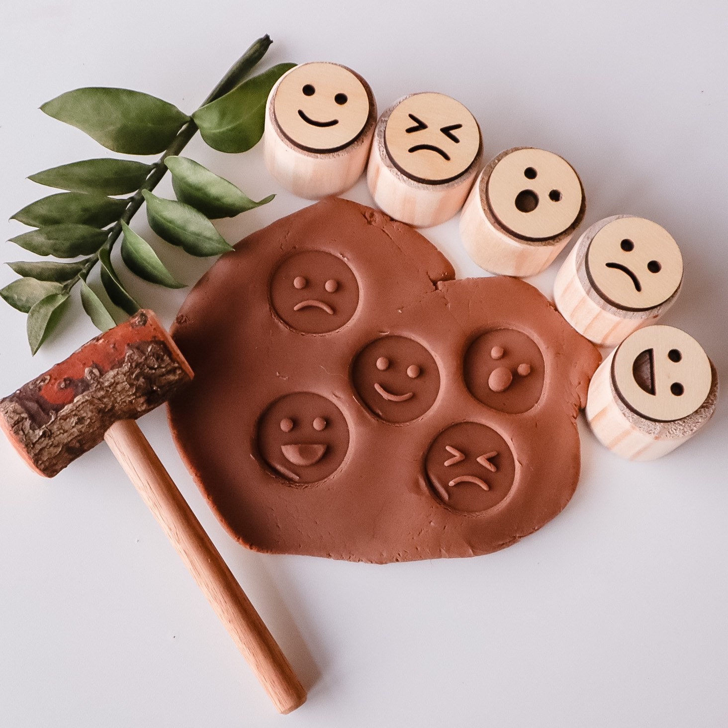 Natural Wooden Emotion Play Dough Stamps Feeling Stamps Etsy UK