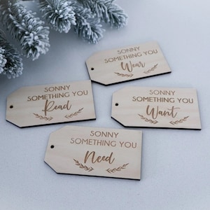 Personalised Something you want, need, read and wear wooden gift tags| Christmas Gift Tags | Gift Tags