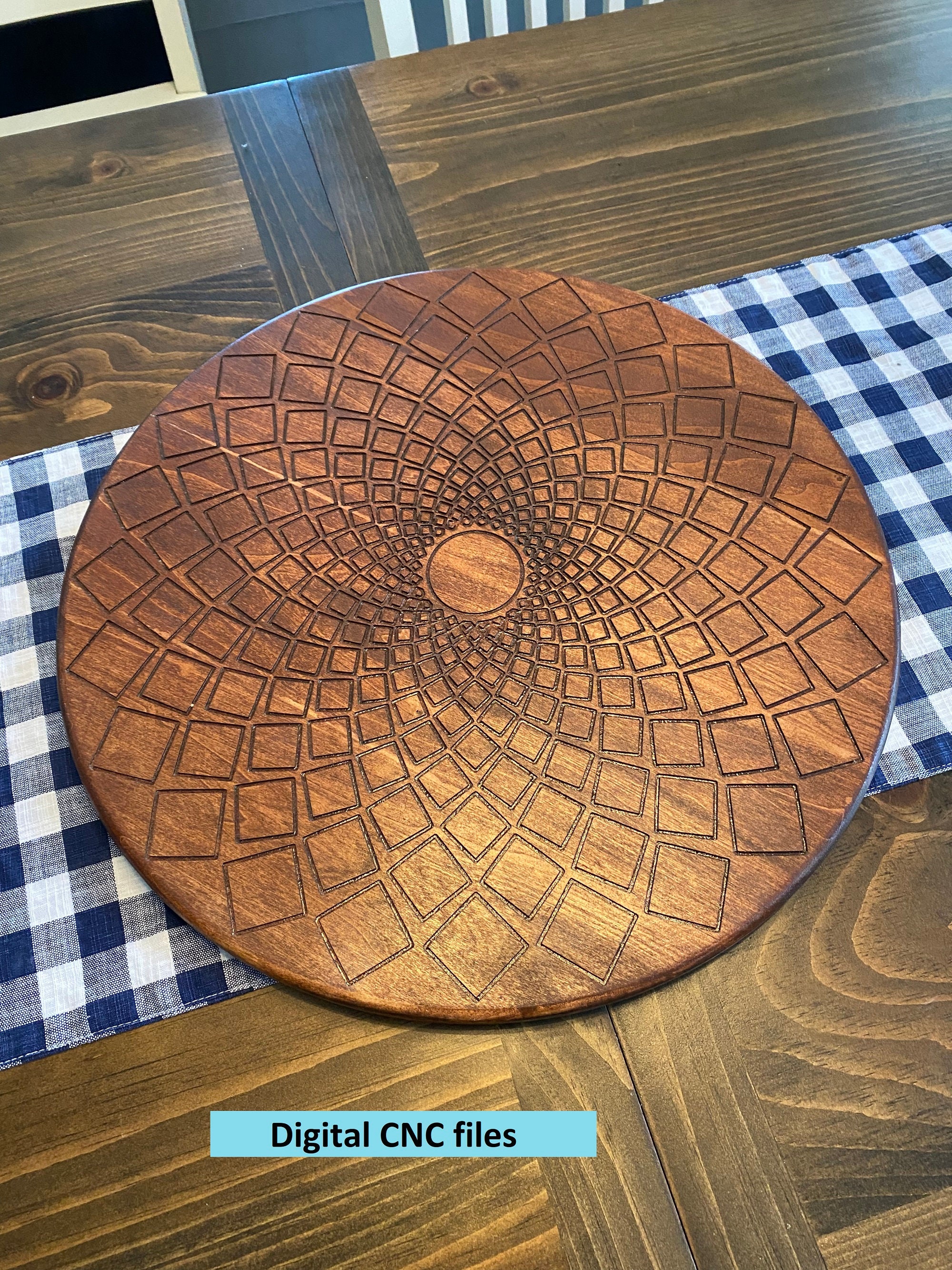 Plateau Tournant Lazy Susan En Bois - 15 X 18 X 1 Pouces, Vintage