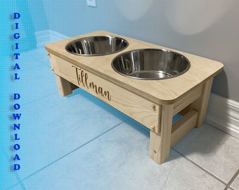 CNC plan for a dog dish holder that;s easy to personalize