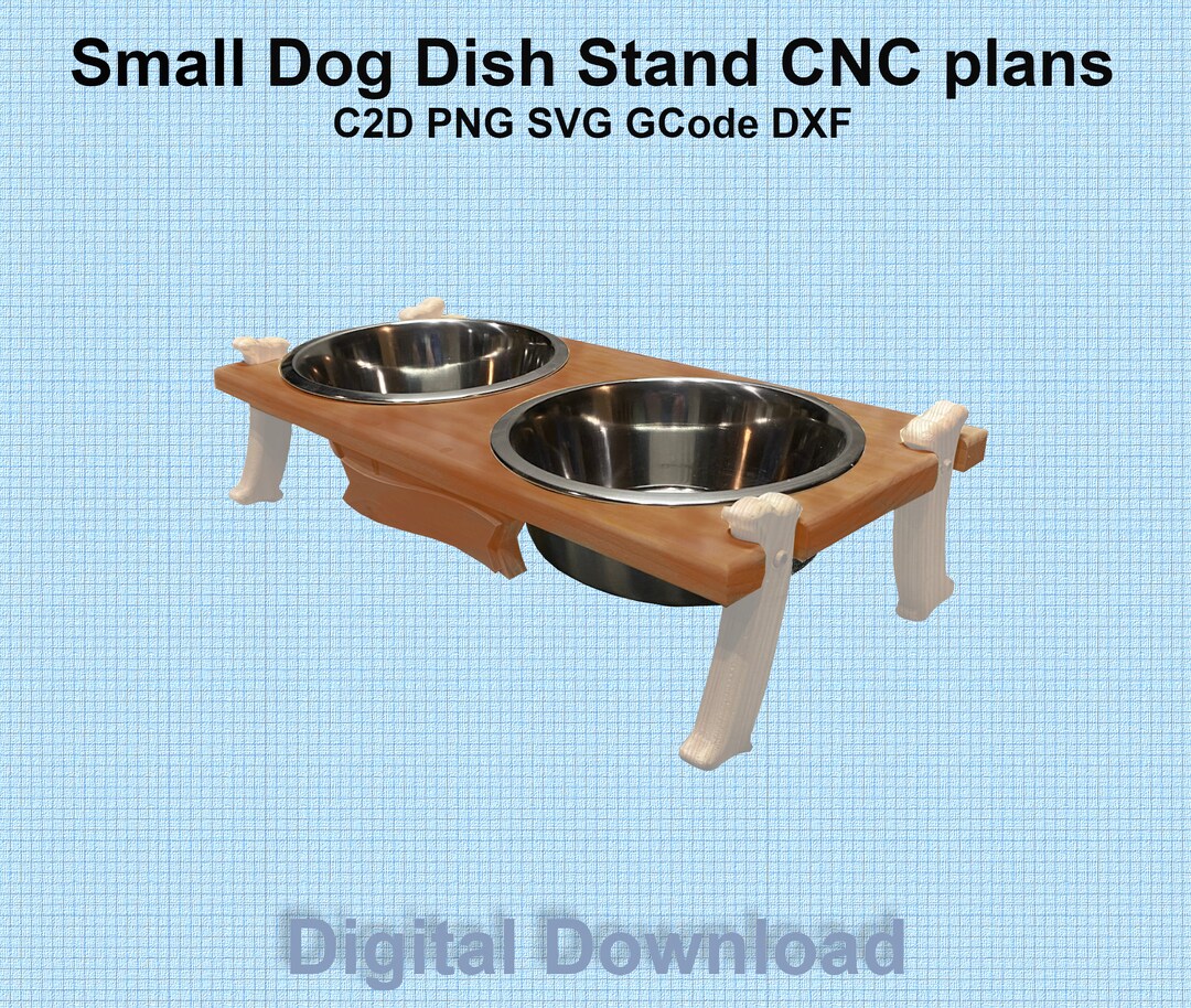 Small Dog Dish Holder Cnc Plan With Bone Legs Etsy