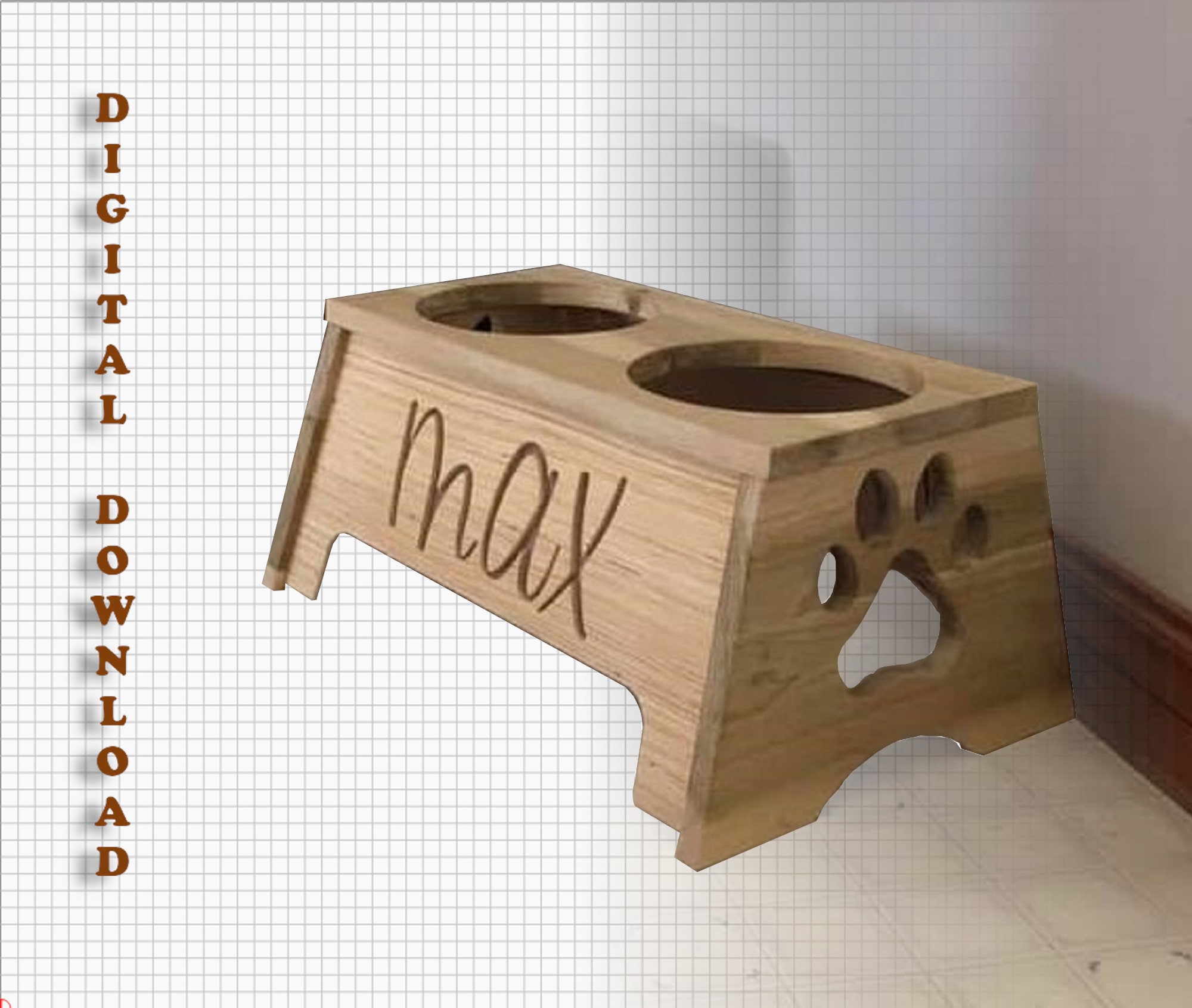 Dog Dish Holder Cnc Plan Etsy UK
