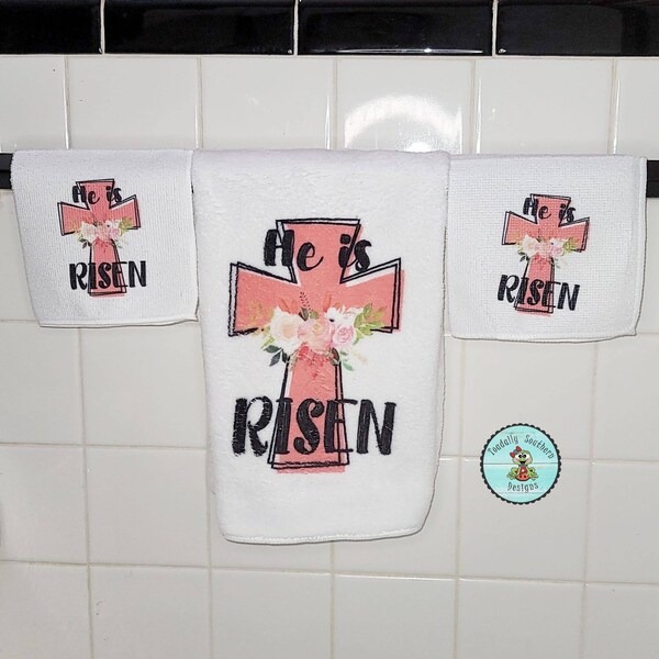 He Is Risen Hand Towel Set, Easter Hand Towel, Cross Hand Towel, Microfiber Hand Towel, Handmade Hand Towel, Custom Hand Towel
