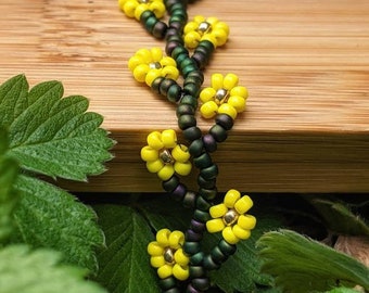 Hippie Flower Anklet/Beaded Flower Bracelet/BFF Gift/Seed Bead Bracelet/Handmade Jewelry/Friendship Bracelet/Hippie Bracelet/Glass Jewelry