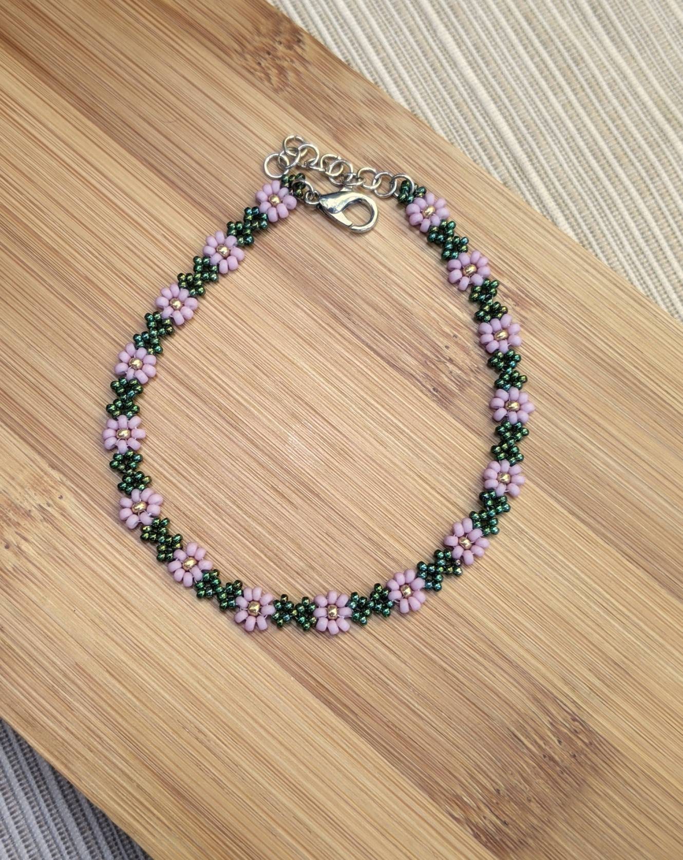 Beaded Flower Anklet/Handmade Flower Anklet/Hippie Etsy