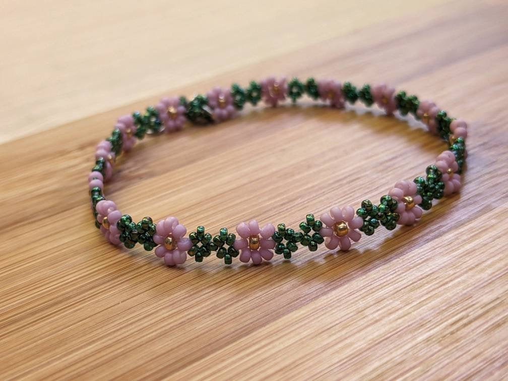 Beaded Flower Anklet/handmade Flower Anklet/hippie Etsy UK
