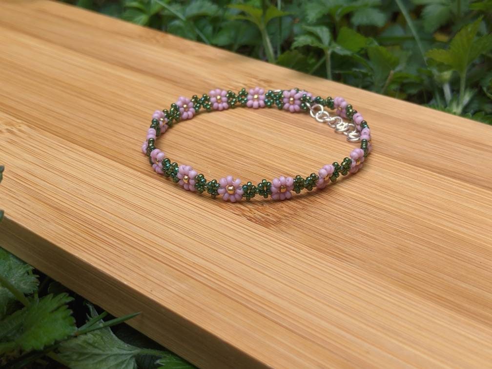Beaded Flower Anklet/handmade Flower Anklet/hippie Etsy UK