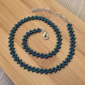 Metallic Blue Choker/Seed Bead Choker/30e verjaardagscadeau voor haar/21e verjaardagscadeau voor haar/minimalistische sieraden/handgemaakte sieraden/handgemaakt