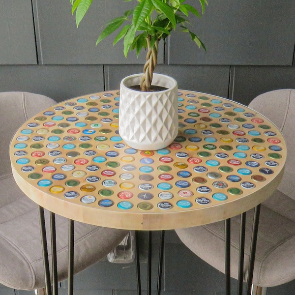 Top Only Round Bottle Cap Table, Solid Wood, End Table, Side Table, Bar Table