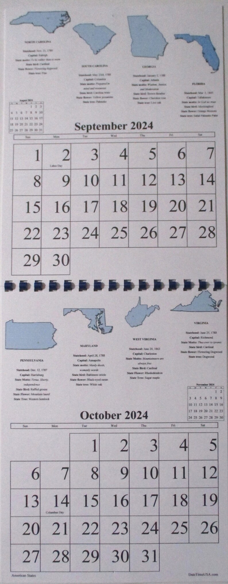 AMERICAN STATES 2025 and 2025 Spiralbound Wall Calendars Etsy