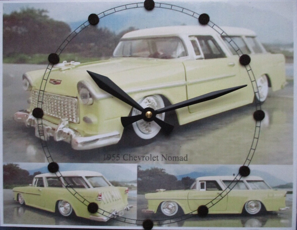 Home & Living Clocks 8.5 x 11 1955 Chevrolet Nomad Wall Clock with
