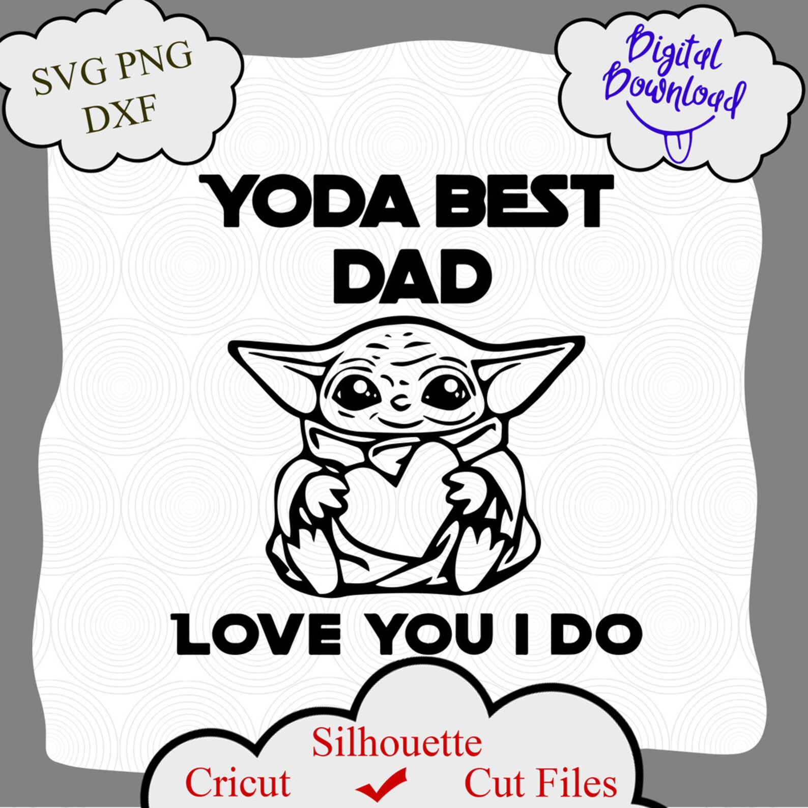 Download Yoda Best Dad Ever SVG Vector Digital File Svg Dxf Png | Etsy
