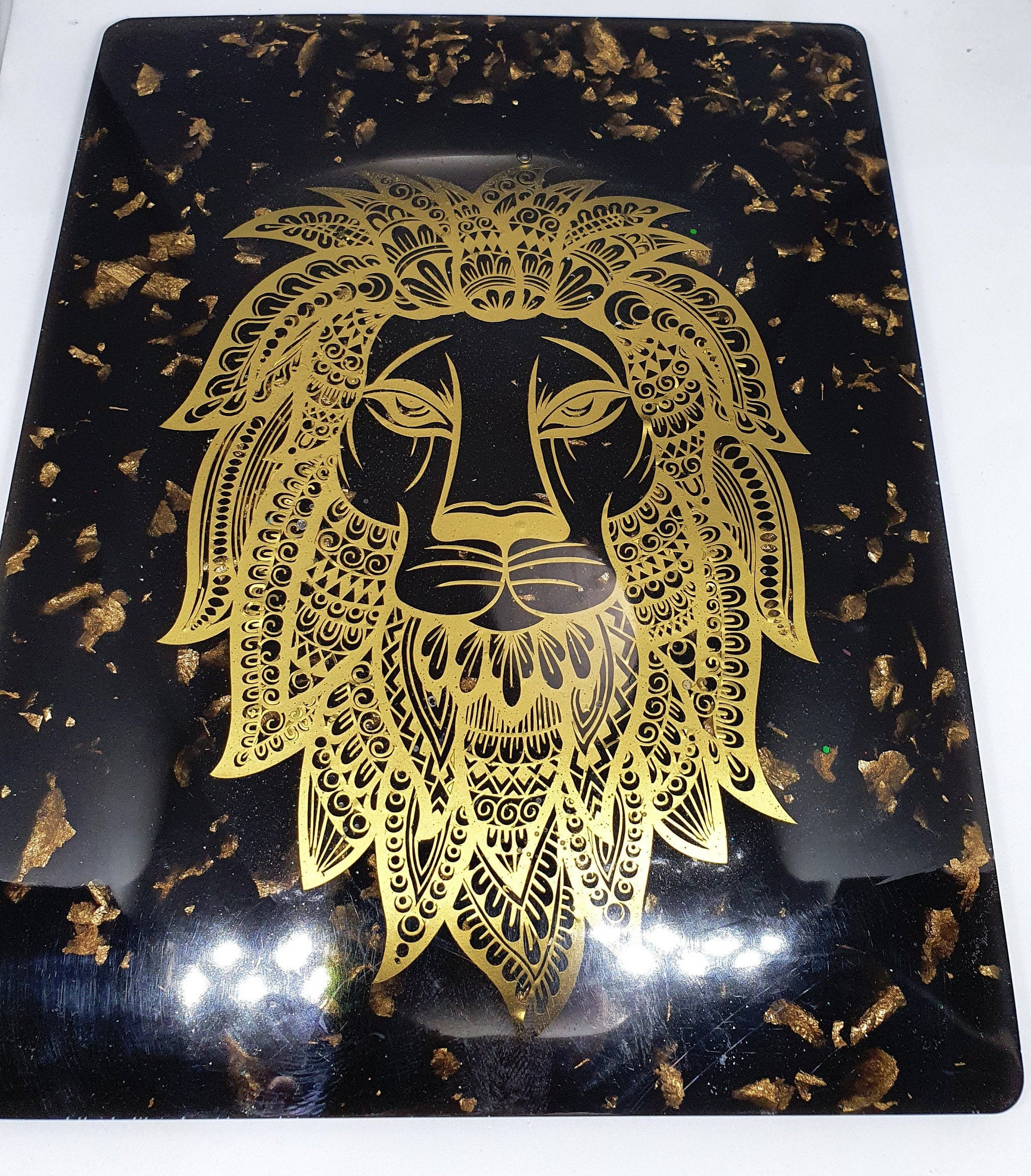 Lion Resin Wall Art Unique Lion Art Piece Black & Gold Art Etsy