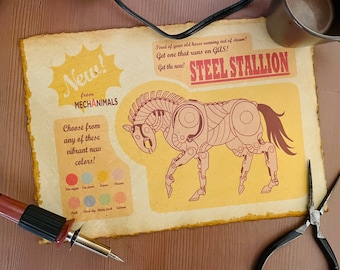 Steel Stallion steampunk dystopian print