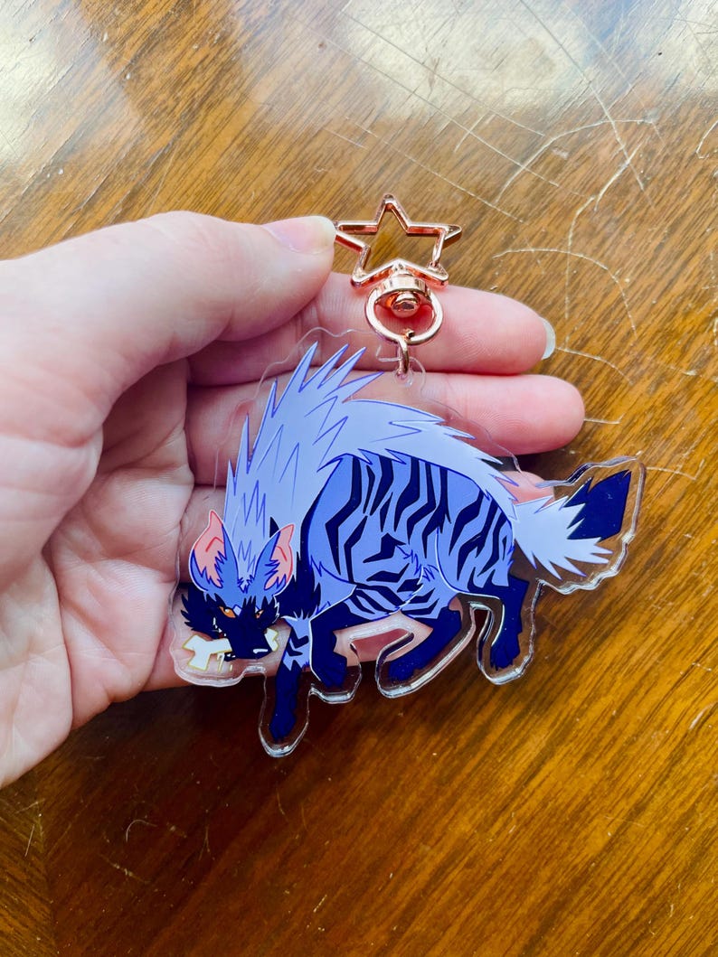 3 inch random animal charms striped hyena