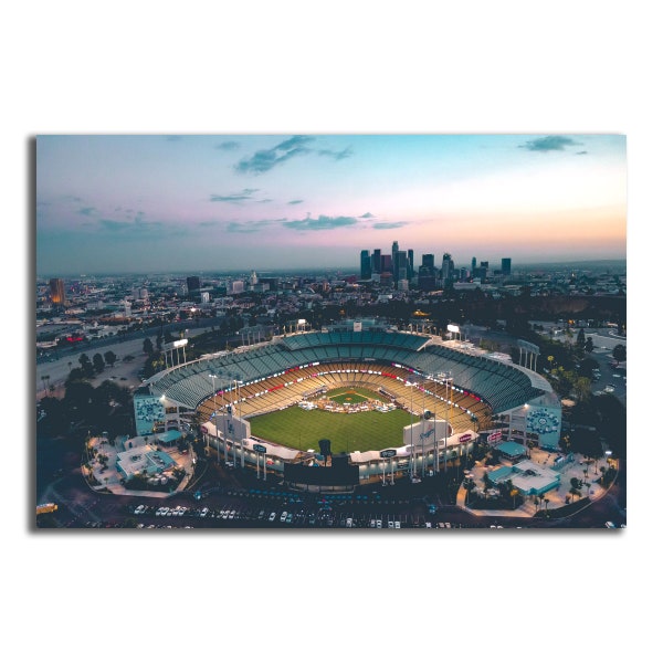 Dodger Stadium Sports Baseball Los Angeles California City Skyline Art Poster and Canvas