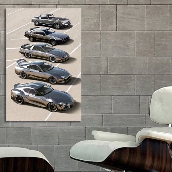 Car Automobile Art Drawing Concept Supra Generations MK1 MK2 MK3 MK4 MK5 Poster and Canvas 07Toyo