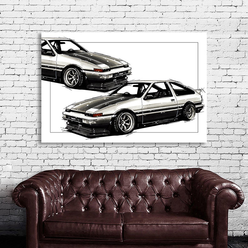 Car Automobile Art Toyota AE86 Corolla Poster and Canvas Etsy