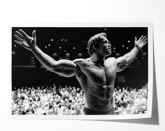 Póster de motivación para culturistas y levantamiento de pesas con diseño de Arnold Schwarzenegger para gimnasio, ejercicio, fitness