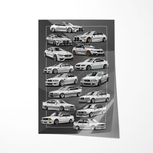 Poster Frame Canvas Euro Car Art Drawing Diagram Concept Euro Tuning Fit For BMW 3 Series M3 E30 E36 E46 E90 E92 E93 F80 F82 G80 G82