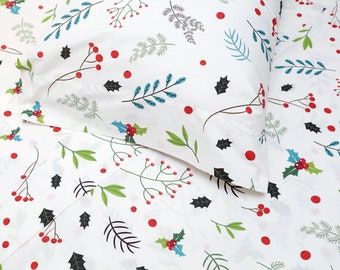 Christmas Floral Sheet Set Printed