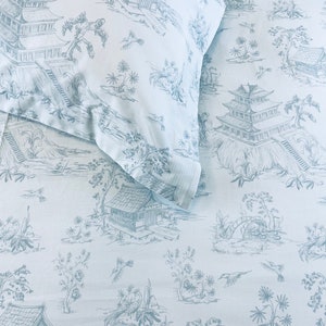 Oriental Toile Duvet Sham Set 3 Pieces Set