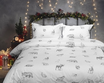 Sketch Animals Duvet and Sham Set Printed