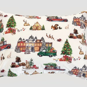 Ivory Ground Christmas Tree Farm Cotton Printed Duvet & Sham 3 Piece Set image 7