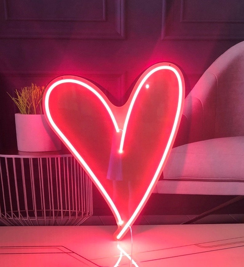 LED Neon Heart / LED Heart Neon / Love Neon / Heart Light / Etsy