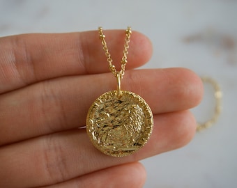Heavy RomanGreek Coin Charm Pendant Large Gold Coin VC64 RomanGreek Gold Plated Coin Pendant Thick Gold Coin Pendant