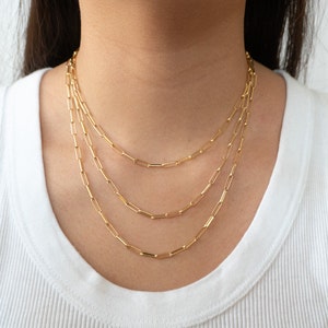 Gold Link Necklace / Paperclip Chain / Rectangle Link Chain / Chunky Chain / Necklaces to Layer