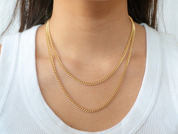 Simple Chain Necklace Gold, Layering Necklace, Link Chain, Curb