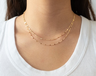 Double Layer Gold Necklace Set / Dainty Gold Chain Necklaces / DL5