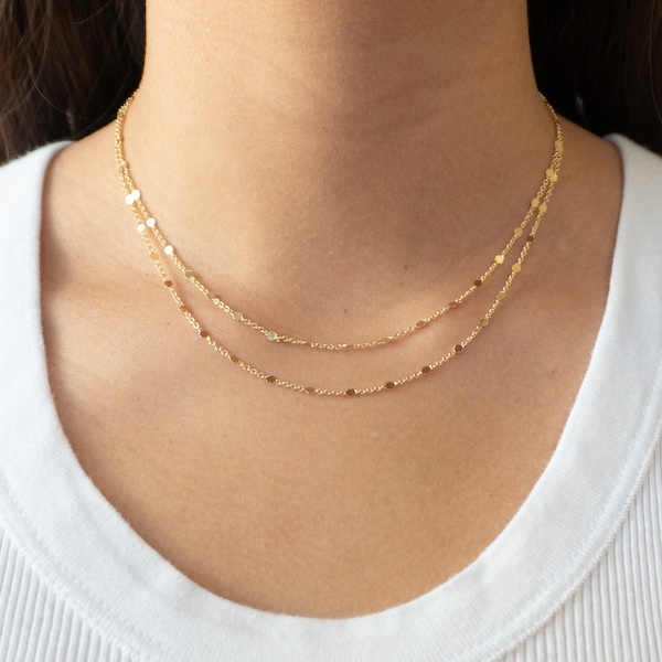 Double Layer Gold Necklace Set / Dainty Gold Chain Necklaces / DL5