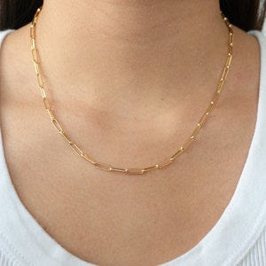 Gold Link Necklace / Paperclip Chain / Rectangle Link Chain / Chunky Gold Chain / C23