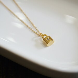 Tiny Gold Lock Necklace / Padlock Necklace Layer Necklace / Minimalist Necklace / Gold Necklace / P35
