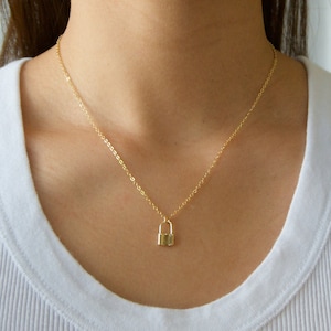 Dainty Gold Lock Necklace / Gold Filled Necklace / Tiny Gold Necklace / GF9