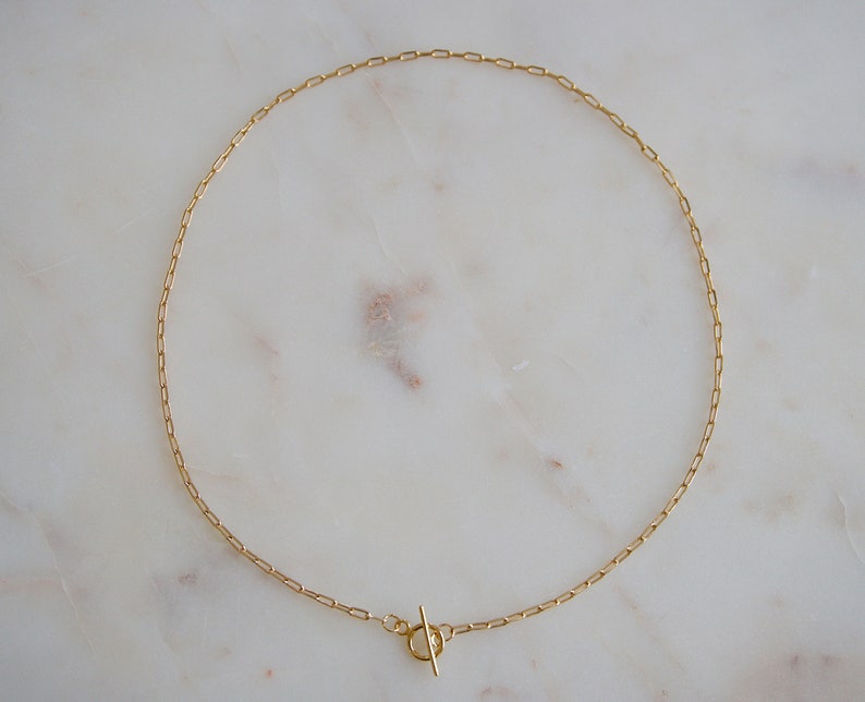 Gold Toggle Clasp Necklace / Paperclip Chain Choker / - Etsy