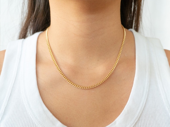 Gold Curb Chain / Layered Necklace Set / Thick Curb Chain / -  Sweden