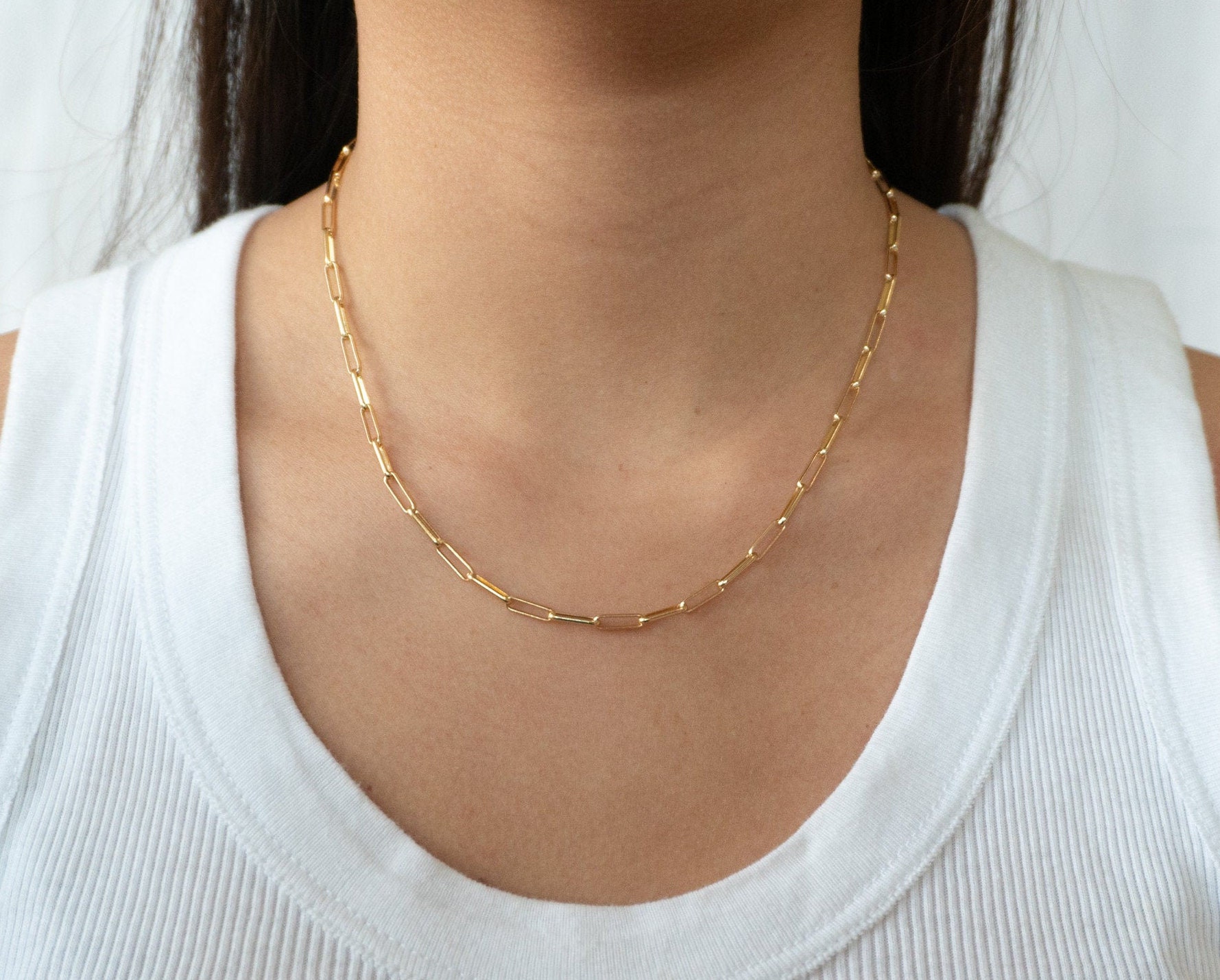  FAY & LOUIS Chunky Gold Chain Big Link Necklaces for Women 14K  Gold Plated Paperclip U Shape Link Chain Choker Paper Clip Trendy Pendant  Cute Jewelry Collares De Mujer De Moda